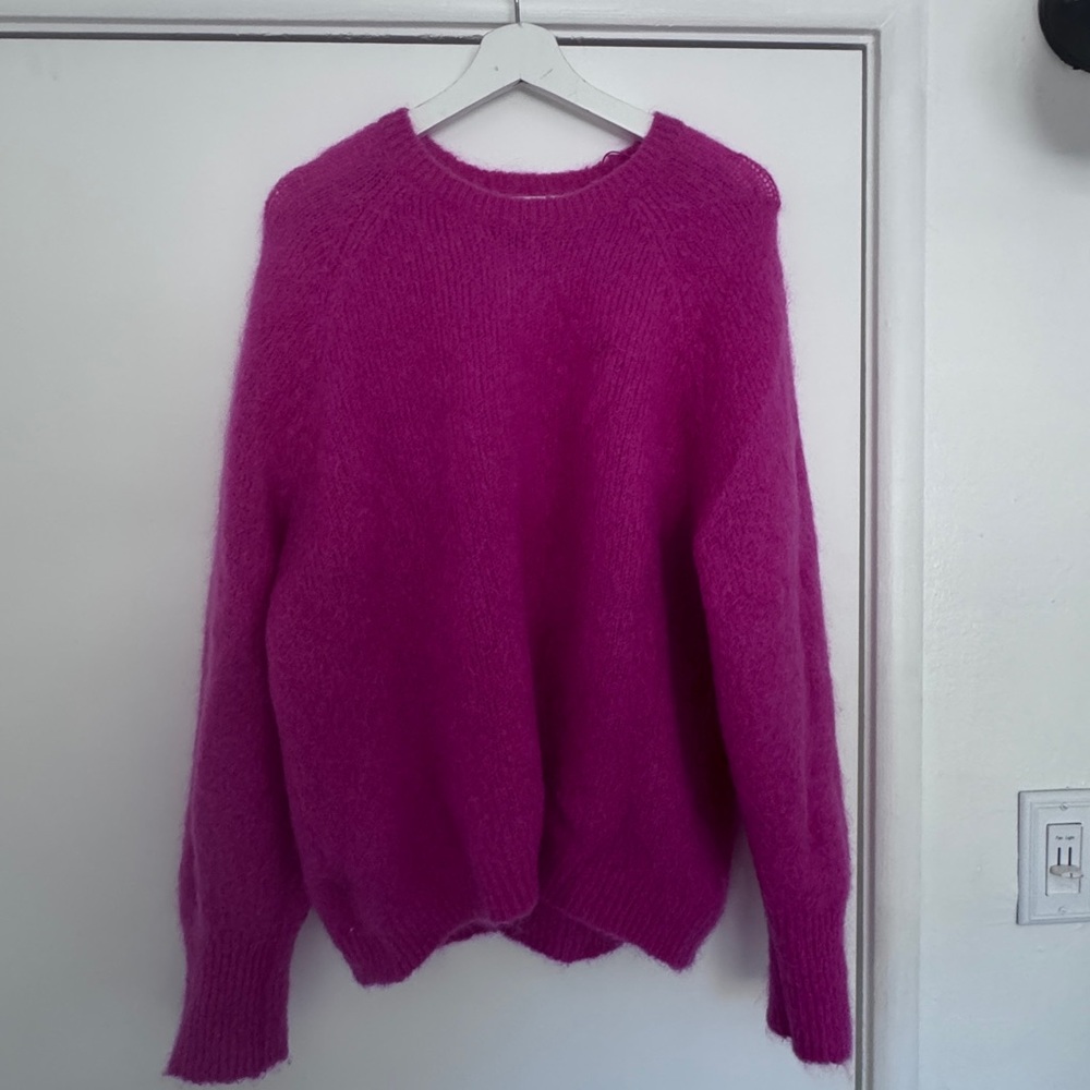 Gerard Darel Pink Crew Neck Sweater Cozy Knit